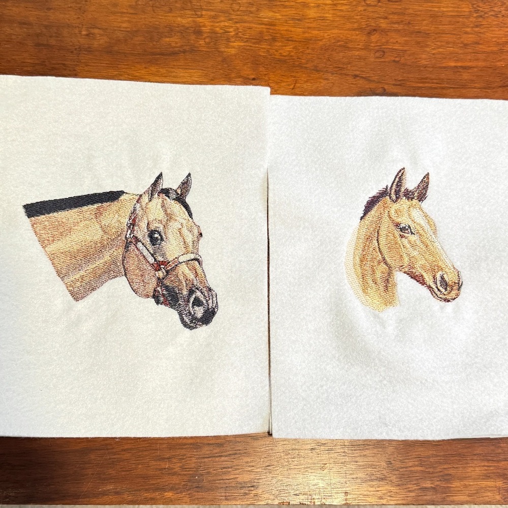 VTG Thoroughbred & Buckskin Horse Head Equestrian Embroidered Sew On Lot 2
